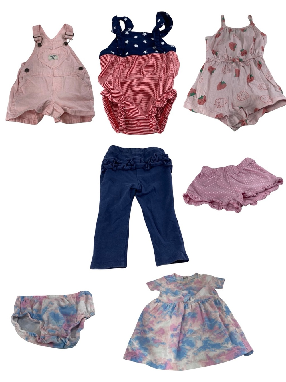 Oshkosh Heart Pocket Shortalls Carters tye dye Dress bloomers bodysuit 12-18M
